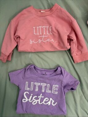 6 month old Little sister long sleeve onesie and t shirt onesie